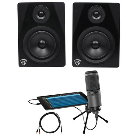 Audio Technica AT2020USBi Condenser USB Recording Studio Microphone+(2) (Best Studio Monitors For Home Recording)