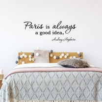 VWAQ Paris is Always a Good Idea Audrey Hepburn Girls Room Motivational Art Sticker Wall Decal Quotes (10.5"H x 30"W Black)