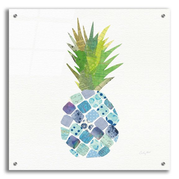 Epic Art 'Tropical Fun Pineapple II' by Courtney Prahl, Acrylic Glass Wall Art, 24"x24"