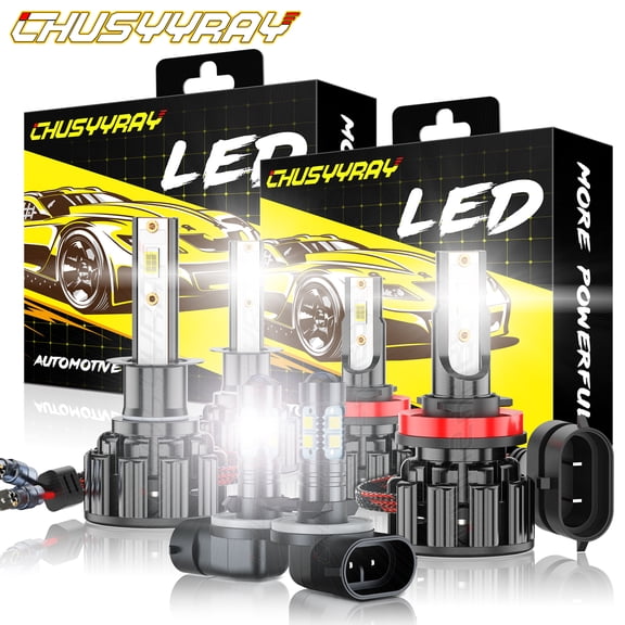 CHUSYYRAY 6000K H1 H11 881/862/898 LED Headlight High/Low Beam Fog Light Bulbs Kit Plug&Play