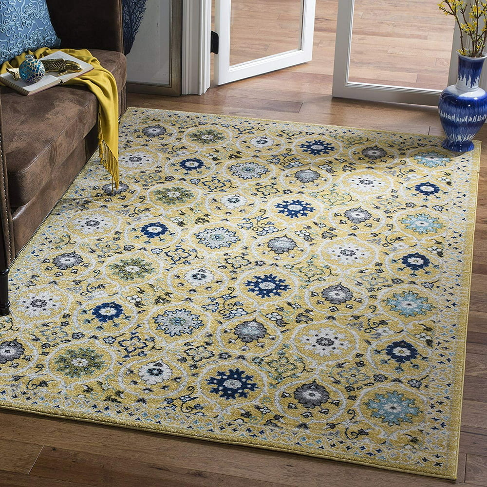Safavieh Evoke Collection EVK210B Contemporary Gold and Ivory Area Rug (5'1" x 7'6") Walmart