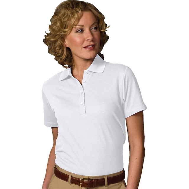 Edwards Garment Polo en Piqué Mélangé Doux pour Femmes, Blanc, TTTG