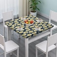 thumbnail image 3 of Darkblue Daisy Flower Yellow Centers Pattern Square Fitted Tablecloth with Elastic Edge,Square Table Cover,Washable Elastic Table Cover for Home Kitchen Party Decor 36"x36", 3 of 6