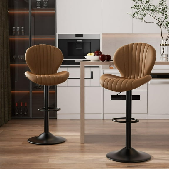 Bar Stools Set of 2 Modern Swivel Bar Chairs, Barstools Counter Height with High Backrest, Bar Stools for Bar, Kitchen, Dining Room