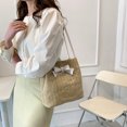 thumbnail image 1 of Bolsa Bolso de mano tejido de paja para mujer, bolso de hombro con lazo bohemio para la playa para mujer (caqui) Tmvgtek Para estrenar, 1 of 9