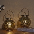thumbnail image 6 of Set of 2 Moroccan Style Metal Table Lamp 18cm H Battery Powered Cordless Lamp with LED Fairy Lights Bulb, 6 of 10