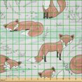 thumbnail image 2 of Ambesonne Fox Fabric by the Yard Microfiber, Wild Forest Animals Polka Dots, 2 Yards, Salmon Mint Green, 2 of 4