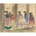 thumbnail image 3 of Italico Brass 18x15 Black Modern Framed Museum Art Print Titled - Figures in Masquerade on the Loggia of the Ducal Palace, Venice (1925), 3 of 5