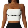 thumbnail image 1 of Sujetador deportivo para mujer, tirantes finos, costuras en contraste de color, a prueba de golpes, de secado rápido, camiseta sin mangas para deportes, yoga, fitness, blanco, 14, XL, 1 of 6