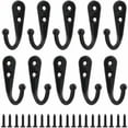 thumbnail image 1 of GrooFoo 10 Piezas Perchero Retro Gancho de Pared de Metal Negro Gancho Individual Atornillable Perchero de Pared Vintage para Albornoz Estantes del Hogar Cajones Taquillas Baño con 20 Tornillos, 1 of 5
