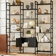 thumbnail image 2 of 70"W x 78"H 6 Tiers Etagere Bookcase with Storage Cabinet, 3-Column Bookshelf with 16 Open Shelves for Living Room Bedroom Home Office Black, 2 of 7