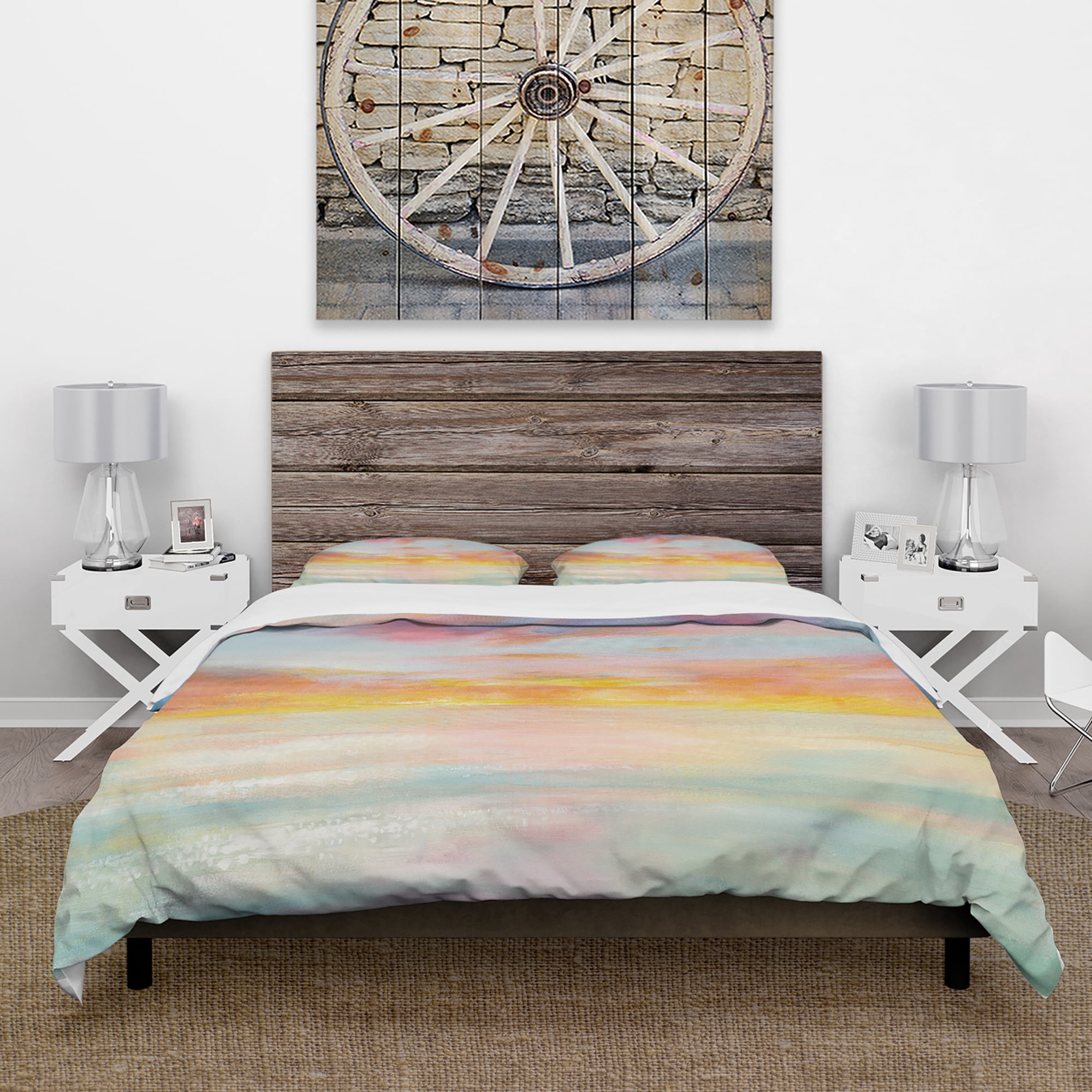 Designart 'Pastel Pink And Blue Clouds' Traditional Duvet Cover Set