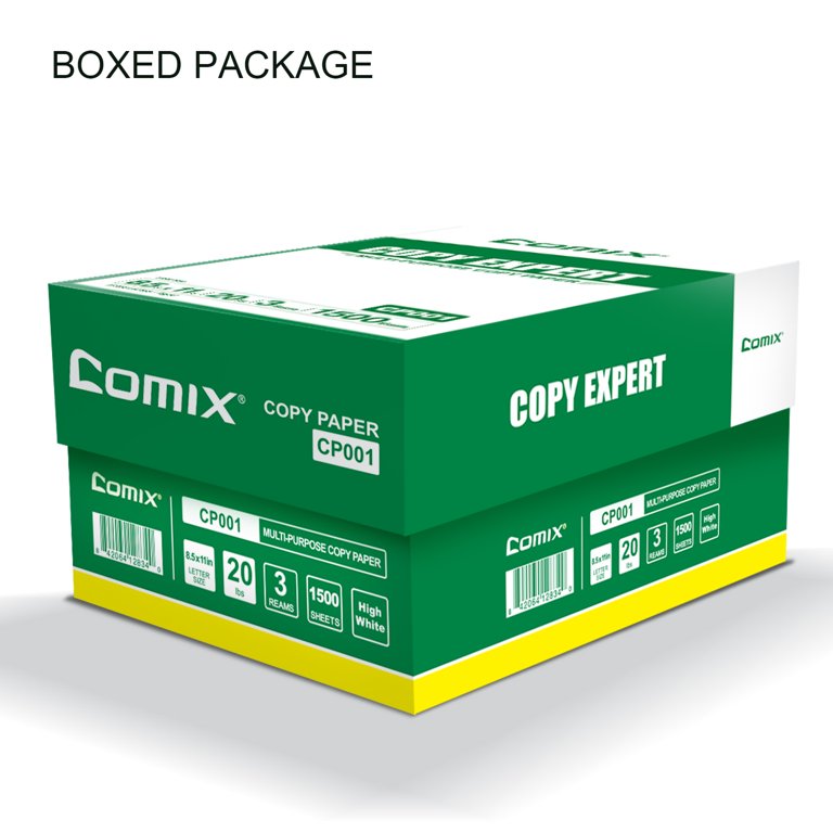 COMIX, Copy Paper, 8.5x11 inch, 20LB, 92 Bright, 1500 Sheets