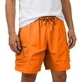thumbnail image 3 of lcziwo Shorts for Men with Zipper Pockets Big and Tall Relaxed Fit Holiday Hiking Shorts Travel Fishing Outdoor Elastic Waist Dress Shorts Orange XXL, 3 of 10