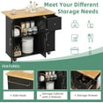 thumbnail image 6 of Sobaniilo Rolling Kitchen Island Cart with Folding Drop Leaf Breakfast Bar, Portable Trolley Island with Large Storage Cabinet, Shelf and Drawer, Black, 6 of 7