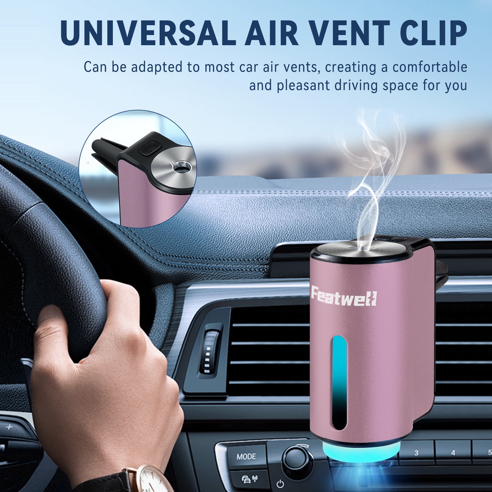 Featwell Smart Car Air Fresheners - 6*10ML Natural French Perfume Lasts 45 Days, Portable Waterless Car Diffuser Air Freshener Car Aromatherapy Diffuser, Adjust Concentration Scent