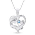 thumbnail image 3 of AFFY Blue Topaz & White Cubic Zirconia Mom Heart Pendant Necklace 14k White Gold over Silver, 3 of 5