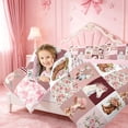 thumbnail image 4 of meiyoeat Farm Animal Horse Cow 7-Piece Twin Bedding,Romantic Pink Flowers Bedding Comforter Set For Girl,Reversible, 4 of 7