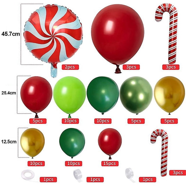Globos navideños, globos de Papá Noel para guirnalda de globos navideños, decoraciones navideñas para fiestas navideñas