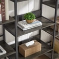 thumbnail image 6 of Triple Wide 5-Shelf Industrial Bookcase,Vintage Wood Style Large Open Bookshelves for Home Office,Dark Grey, 6 of 7