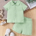 thumbnail image 2 of Baby Boys 2 Piece Outfit Sets Lapel Button-Down Short Sleeve Lapel Shirt with Shorts Set Toddler Boy Summer Clothes, 2 of 5