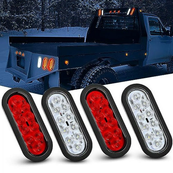 Nilight 4PCS 6 & quot; Ovale LED Remorque Feux Arrière 4PCS 10 LED W / Grommets de Montage de Chasse Bouchons Inverse / Back Up Remorque Feux pour RV Camion Jeep