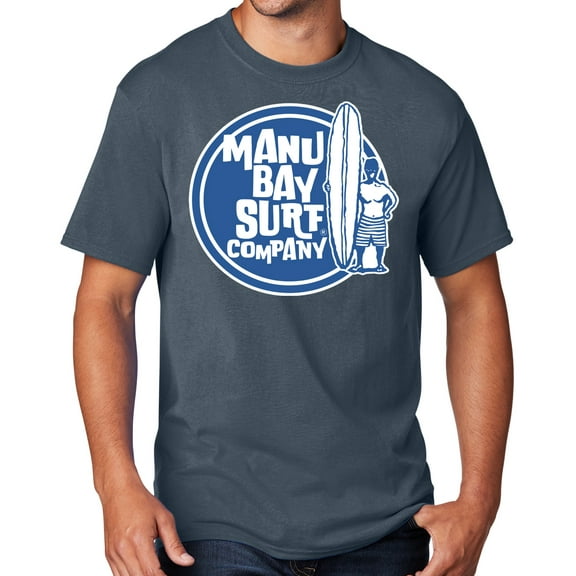 Men's Manu Bay SURFER DUDE T-shirt, Large Steel Blue - TALL