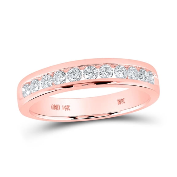 14K Rose Gold Channel Diamond Single Row Wedding Band Anniversary Ring 1/2 CT