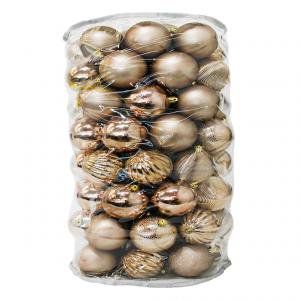 Set de 80 Esferas Navideñas Color Café de Plástico, Acabado Brillante, Mate y Escarchado, para Árbol de Navidad, Decoración Navideña Clásica y Elegante, Reutilizable y Ligera