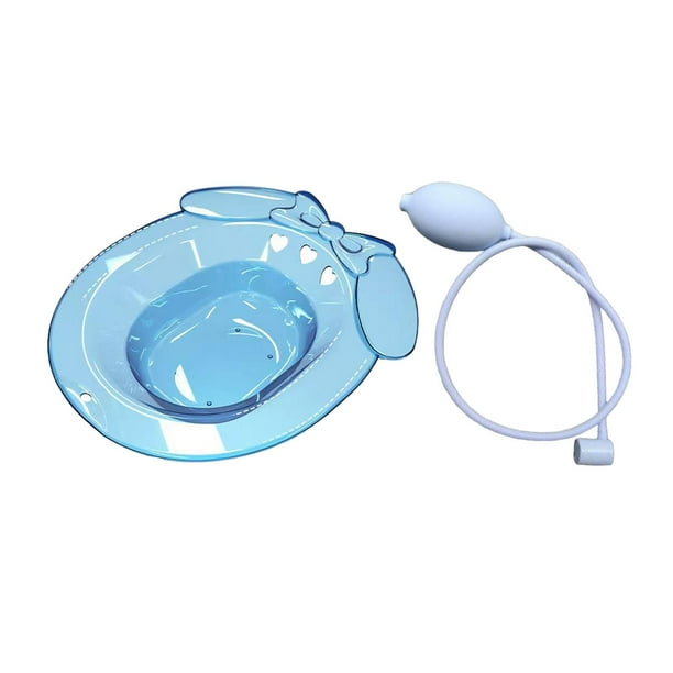Baño de asiento multifuncional, resistente a altas temperaturas, amplia zona de asiento, bandeja de remojo Azul con Flusher