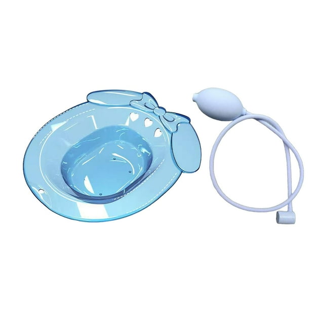 Baño de asiento para asiento de inodoro Sunnimix Bañera de asiento Azul con Flusher