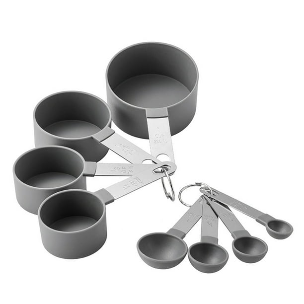 8PCS Cucharas medidoras Juego de tazas medidoras para ingredientes secos y líquidos Utensilios para hornear Juego de utensilios de cocina resistentes al calor de acero inoxidable Utensilios de cocina yeacher natural