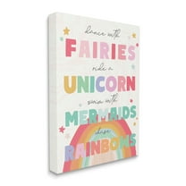 Stupell Industries Fairies Unicorns Mermaids and Rainbows Whimsical Design Canvas Wall Art, 36 x 48, Design by Daphne Polselli