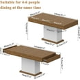 thumbnail image 2 of Timagebreze 55" LED Dining Table with 2 Drawers,Wood Pedestal Base Kitchen Table for 4-6 People,White& Rustic Brown, 2 of 7