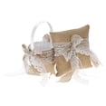 thumbnail image 1 of 7 * 7 pulgadas Vintage Arpillera Encaje Bowknot Anillo Portador Almohada y Boda Rústica Conjunto de Tomshoo Cesta, 1 of 7