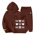 thumbnail image 2 of YunPes Girls Clothes Cute Print Hooded Sweatshirt & Jogger Sweatpants Set Casual Preppy Sweatsuit Fall Winter Outfits for Kids, 2 of 6
