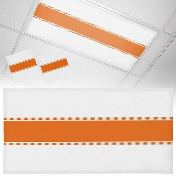 2 Pack Orange Fluorescent Light Covers for Ceiling Lights Stripes Solid Color Magnetic Ceiling Light Covers Overhead Light Filters for Office Classroom Home