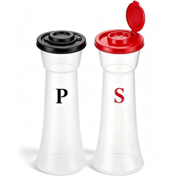 Gogcaro Pour Spout Plastic Black Salt & Pepper Shakers 2 Pack