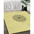 thumbnail image 3 of Ahgly Company Machine Washable Indoor Round Transitional Corn Yellow Area Rugs, 6' Round, 3 of 7
