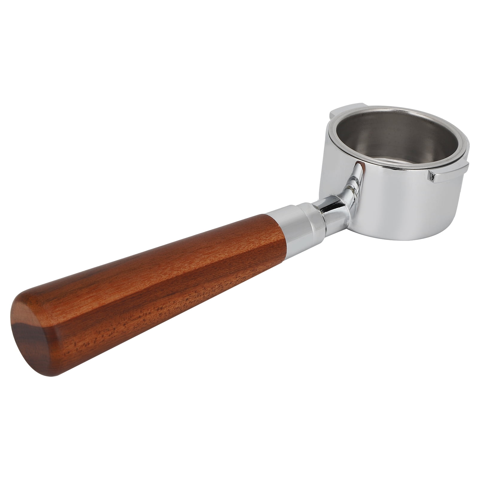 LAZIOEGR Coffee Bottomless Portafilter Filter Handle Replacement 51mm (2 inches) 304 Stainless Steel Wood Accessories Fit for Delonghi Machine