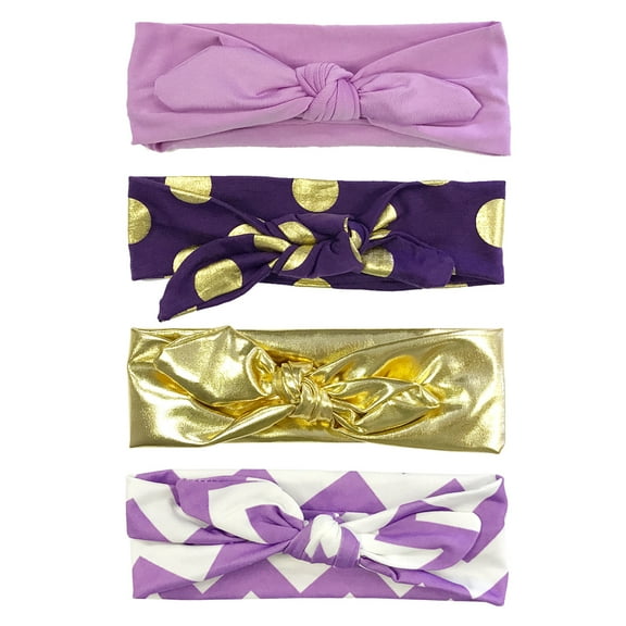 Wrapables® Girls Boho Knotted Headband Headwrap (Set of 4), Purple Passion