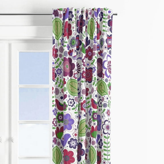 Bacati Curtain Panel Purple Floral Botanical, 1.0 CT