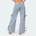 thumbnail image 6 of NTACZA Loose Plus Size Womens Pants In Store Blue Wide-Leg High Waist Denim Bow Tie Jeans Ladies Pants, 6 of 9