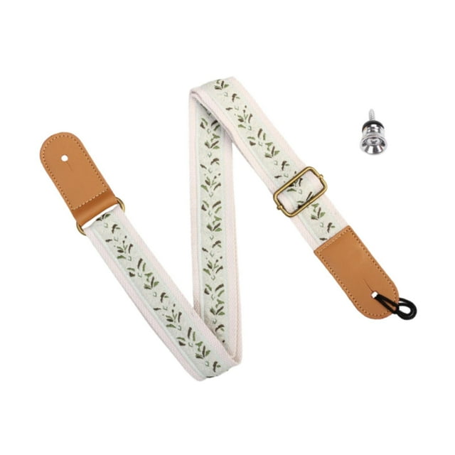 Xuanheng Embroidered Ukulele Strap Adjustable Length for 4 String Instruments Soprano Beige