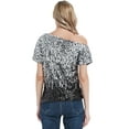 thumbnail image 2 of Womens Short Sleeve One Shoulder Sexy Sequin Top Blouse, 2 of 5