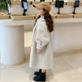 thumbnail image 4 of NAISIBABY Girls Fleece Hooded Overcoat, with Pockets Thermal Lined Double-Breasted Winter Faux Fur Fashion Peacoat Beige 9T, 4 of 7