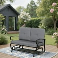 thumbnail image 2 of SUNCROWN Outdoor Swing Glider Chair, Patio 2 Seats Loveseat Rocking Chair with Cushions, Steel Frame Furniture - Grey, 2 of 14