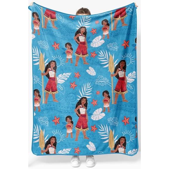 Jay Franco Kids Plush Throw Blanket – Soft & Comfy Throw for Couch or Bed – Cozy Home Décor for Living Room & Bedroom, Blue - Moana, 46x60 - Throw Blanket