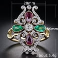 thumbnail image 4 of Women Fashion Ring Two Tone Gold Crown Design With Green And Red Zircon Alloy Jewelry European Inspired Jewels, 4 of 5
