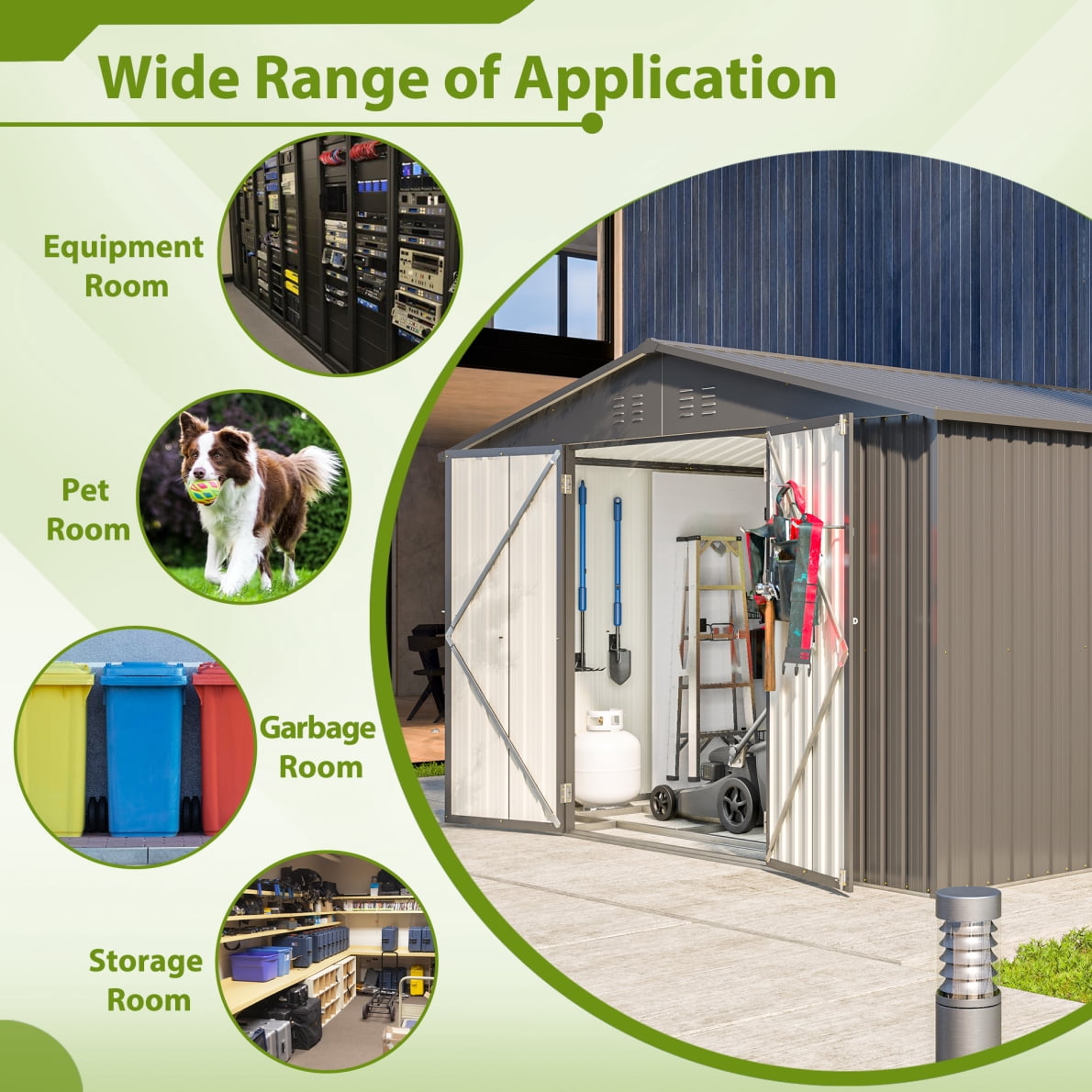 10X8 FT Outdoor Storage Shed, Metal Tool Shed & Outdoor Storage with Lockable Door and Vents Ideal for Bicycles, Tools, Lawnmowers, Backyards, Patios, Lawns